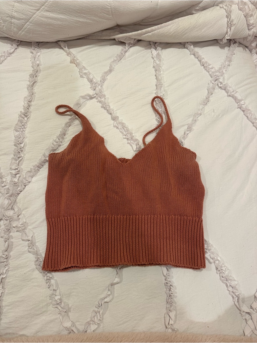 Rust Knit Cropped Cami Tank Top - Women's